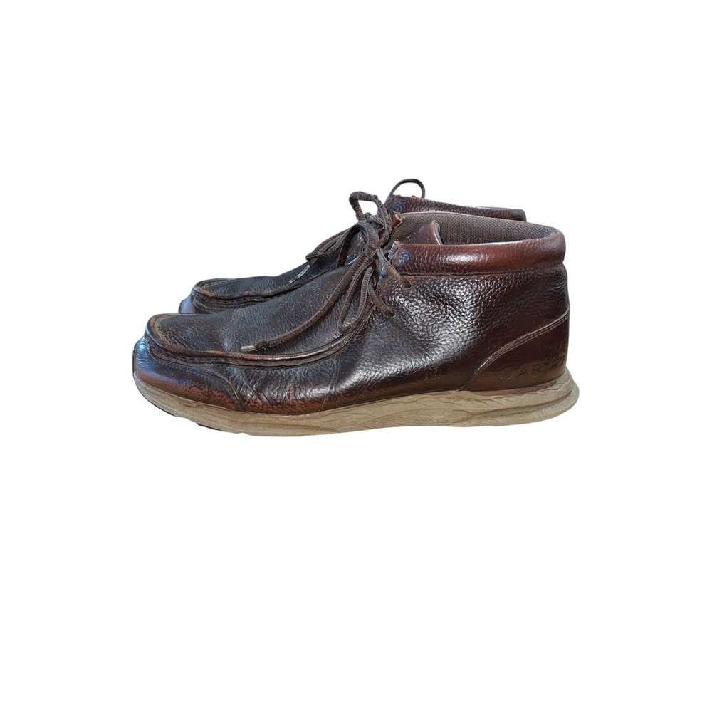Ariat Spitfire Chukka Boots Mens 9 Brown Leather Moc Toe Lace Up Mid Top